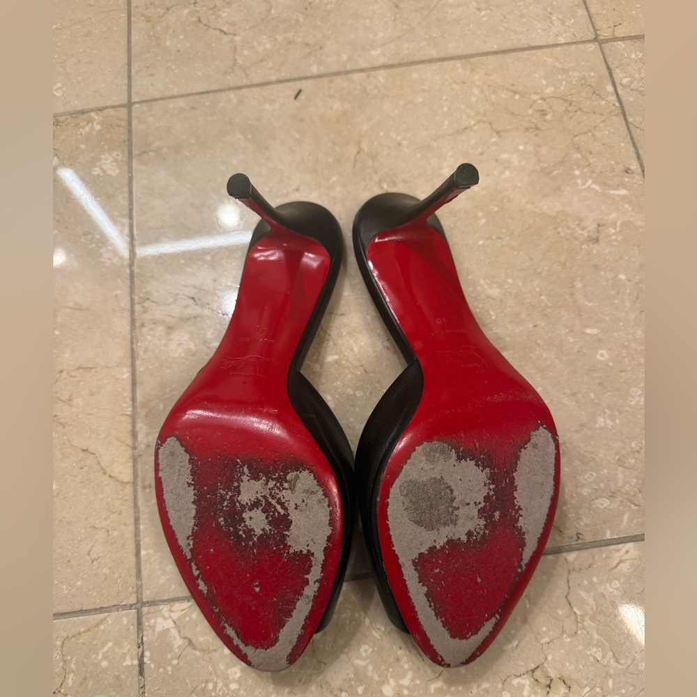 Christian Louboutin Black Leather Mules - Picture 2 of 4
